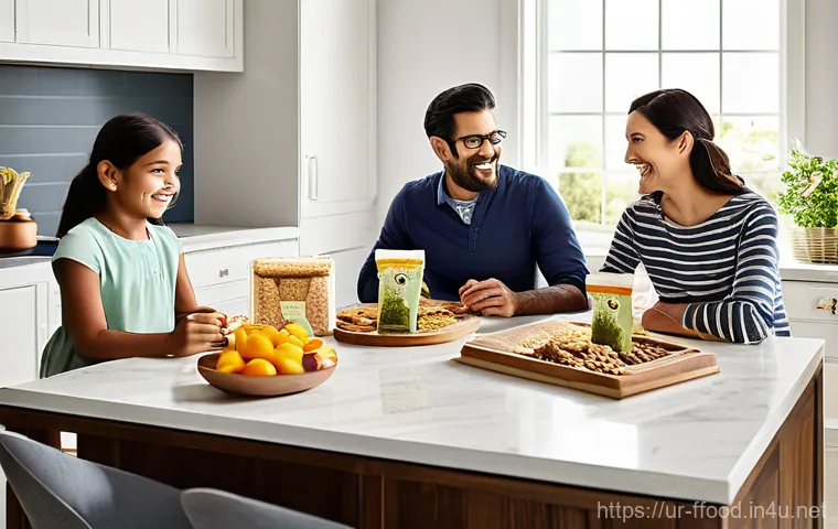 곤충 단백질에 대한 소비자의 인식 - **Prompt 1: A Wholesome Family Meal Featuring Modern Insect-Based Products**
"A photorealistic, ...