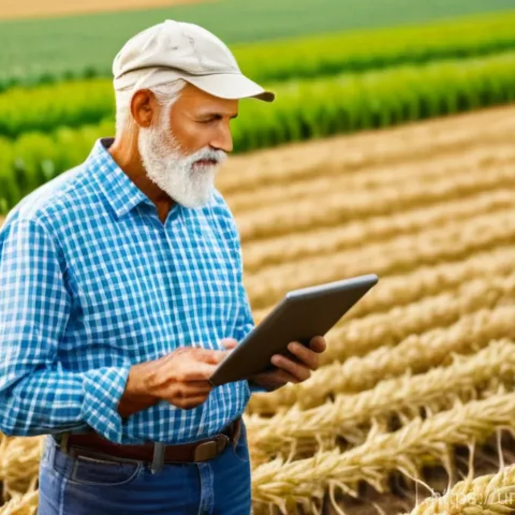 국제적인 식량 생산 동향 - **Modern Sustainable Farming with Advanced Technology**
A vibrant, sun-drenched agricultural lan...