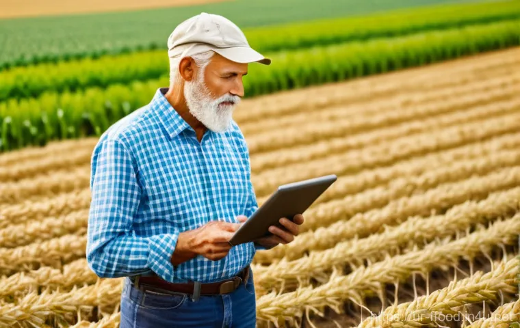 국제적인 식량 생산 동향 - **Modern Sustainable Farming with Advanced Technology**
A vibrant, sun-drenched agricultural lan...