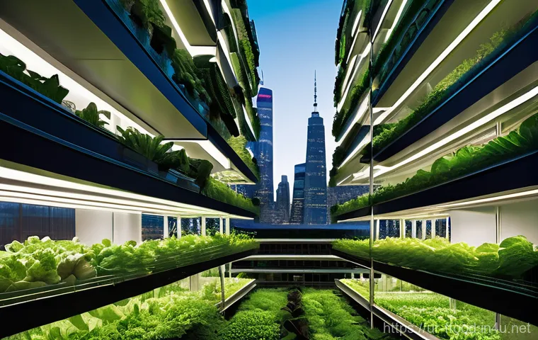 미래식량의 생산 가능성 - **Prompt 1: Urban Vertical Farm Oasis**
"A vibrant, futuristic cityscape at dusk, featuring towe...