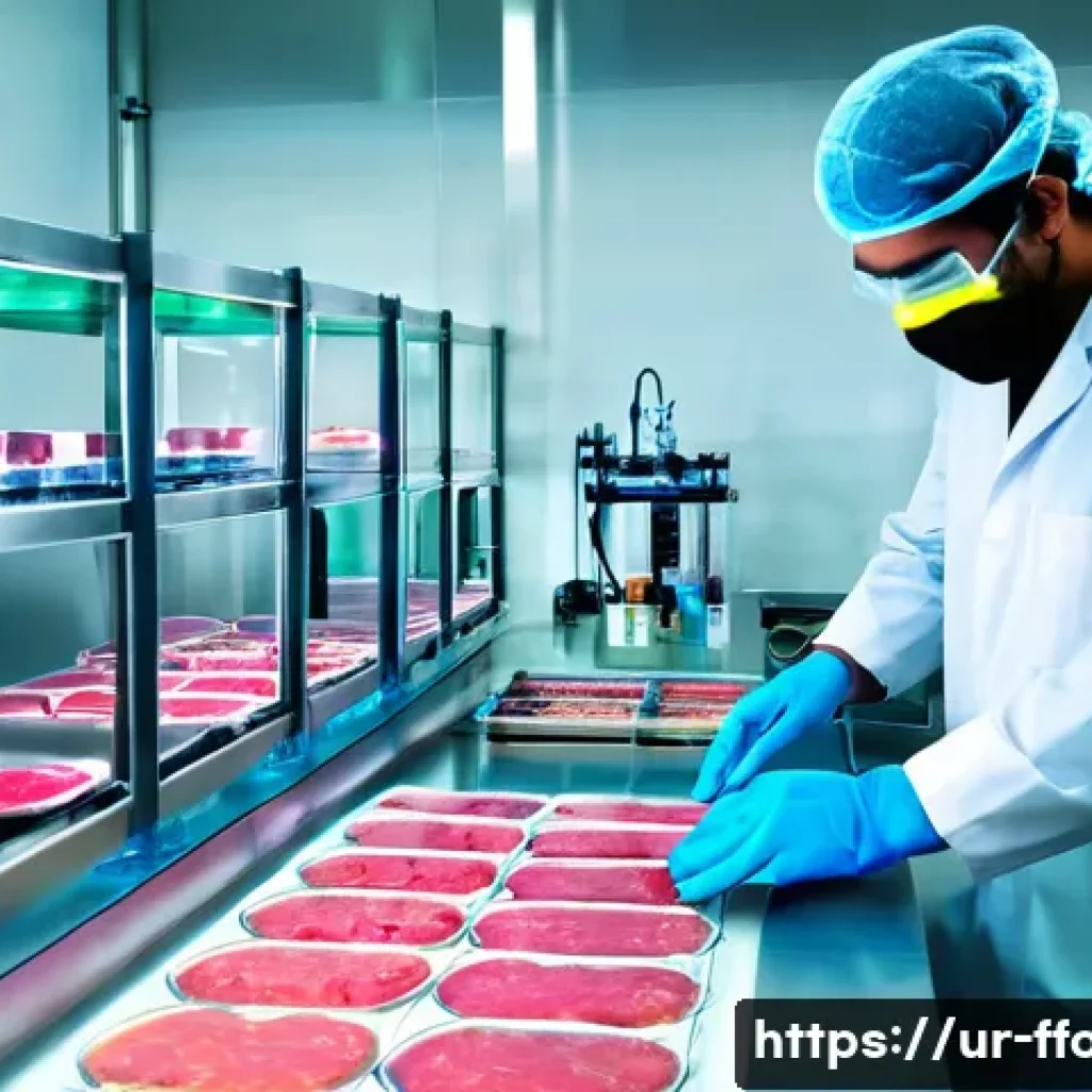 인공육 가격 변화 - A modern laboratory scene in Pakistan showcasing advanced cultured meat production technology: sleek...