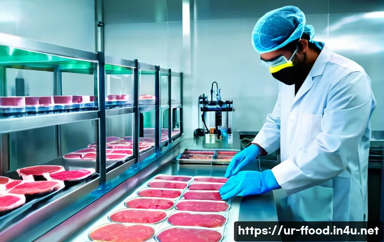 인공육 가격 변화 - A modern laboratory scene in Pakistan showcasing advanced cultured meat production technology: sleek...