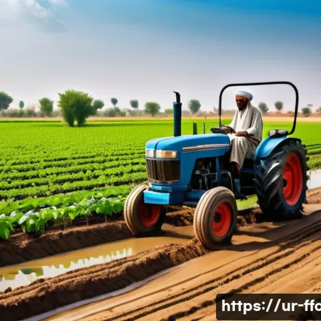 인구 증가에 대비한 식량 생산 전략 - A vibrant rural Pakistani farm scene showcasing a farmer using modern agricultural techniques: the f...