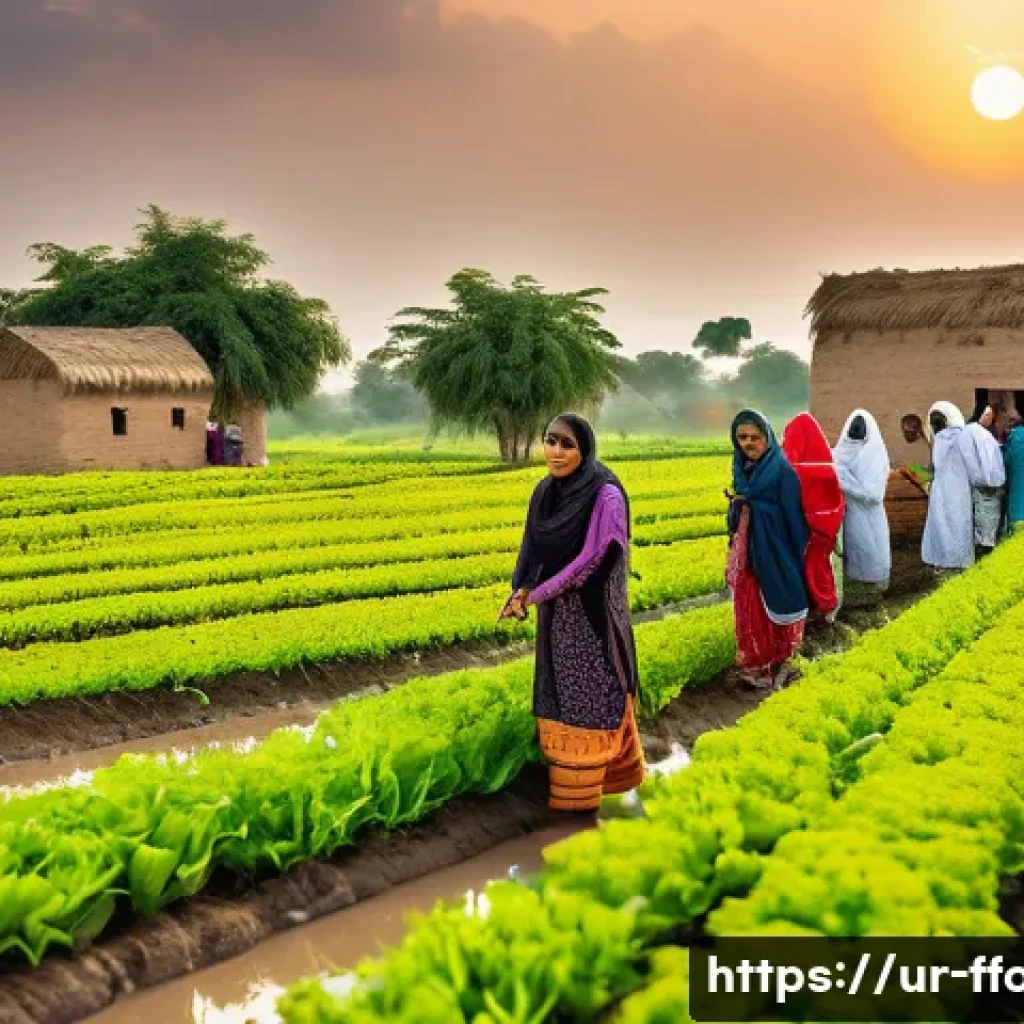 국제식량기구 FAO 정책 - A vibrant rural agricultural scene in Pakistan showing diverse farmers including women wearing tradi...