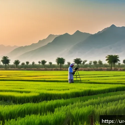 Home 32 스마트 농업 기술 - A vibrant, detailed scene of a Pakistani farmer in traditional attire operating a drone over lush gr...